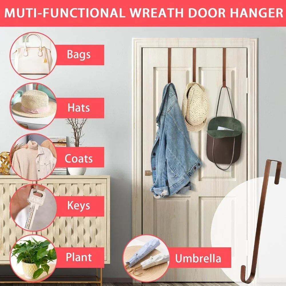 Space-Saving 12-Inch Wreath Hanger - Sturdy Hooks for Seasonal Decorations
